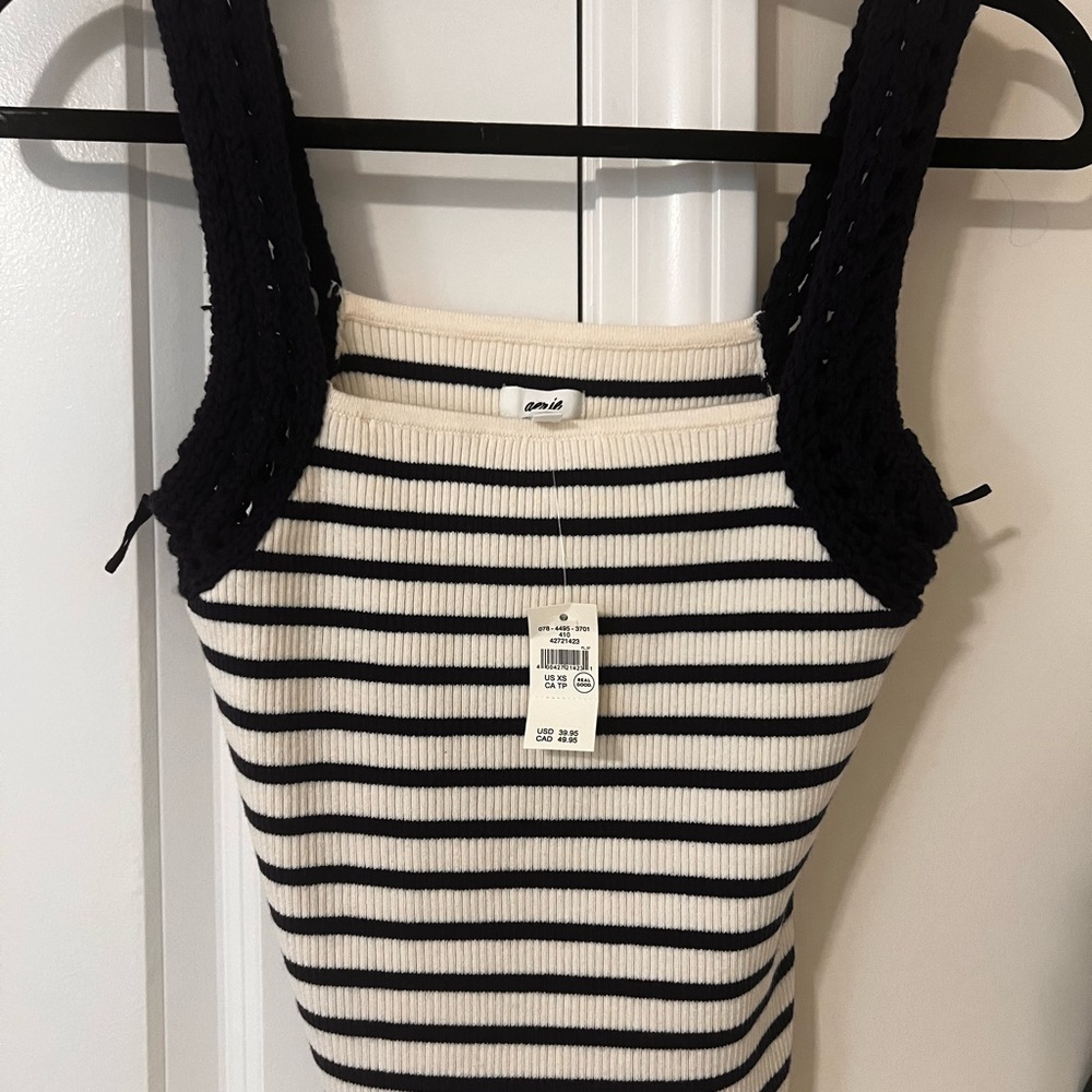 Aerie Striped Navy and White Tank Top